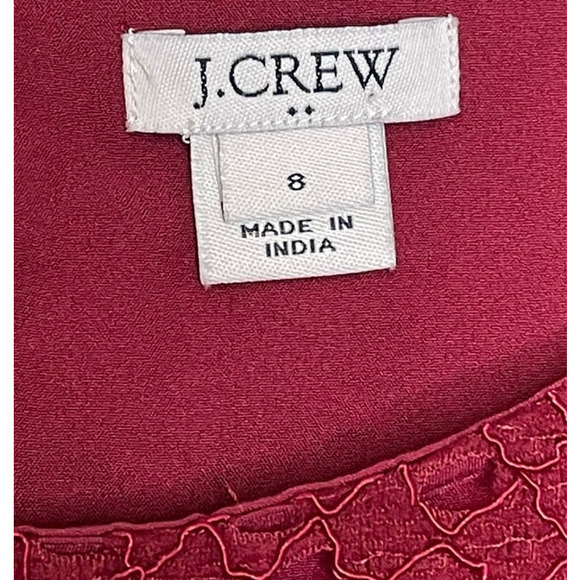 J.Crew Women's Dress Lined lace 3/4 Sleeve Shift Flared Dress Knee Length Red‎ 8 - Picture 2 of 11